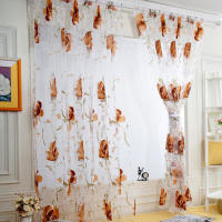 Cortinas De Tules Negras Con Florecimiento Para Decoración De Sala De Estar Y Dormitorio Translúcidas De Chiffon Voile Para Ventanas De Cocina - details 8
