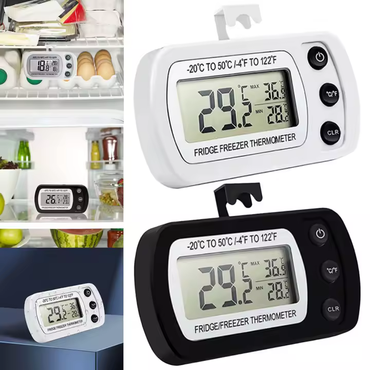 Termómetro Digital Para Nevera Impermeable Con Registro De Máximo Y Mínimo Magnético Y Gancho Para Cocina Hogar Restaurante - 1