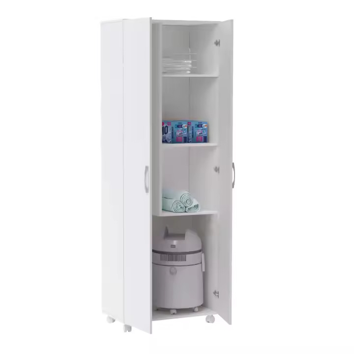 Miroytengo Armario Auxiliar Alto Multiusos Con Ruedas y 2p Color Blanco 72x183 cm - 1