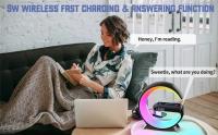 Lámpara De Escritorio Inteligente LED Con Altavoz Bluetooth Y Cargador Inalámbrico Rápido 15W Luz Nocturna RGB Para Dormitorio Y Sala De Juegos - details 11