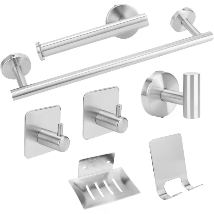 Toalleros de Baño sin Taladro, Toalleros Adhesivo de Baño para Baño y Cocina, Acero Inoxidable 304 Toallero, Toallero de Pared, Diseño Moderno Mate, 39cm, Negro - 1