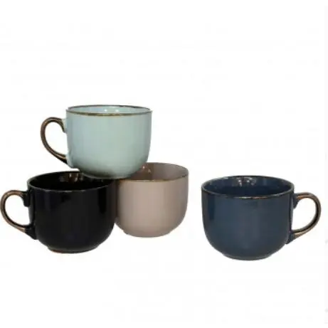 LD Morphling-Pack de 4 Tazas Mug Modelo Regina - Fabricado en cerámica - Ideal para café e infusiones - Apta para lavavajillas y microondas - Capacidad de 500 ML - 14,5 x 11,5 cm - Color Aleatorio - 1