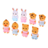 2PCS Figuras De Animales De La Selva Familia Conejo Gato Tigre Pollo Juguete De Colección Cartoon Ornamento Para Niños Regalos - details 9