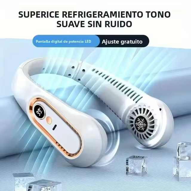 Nuevo Abanico Portátil De Verano Mini Colgante Sin Hojas Con Pantalla Digital Recargable Por USB Para Refrescar El Aire - 1