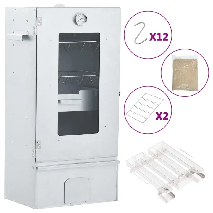 vidaXL Horno ahumador de BBQ con generador humo frío acero galvanizado - 1