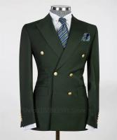 Traje De Novio Para Hombres Con Chaqueta Slim Fit Y Pecho Ancho Botones Dorados Hecho a Medida Tuxedo Formal De Algodón Para Todas Las Estaciones - details 7