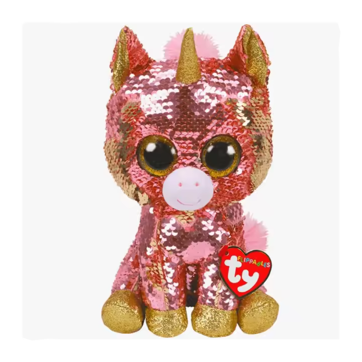 TY - Peluche Unicornio SUNSET- Material suave y de alta calidad - Regalo Original - Mide 15 cm - Con Lentejuelas - Para mayores de 3 años - 1