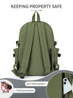 Mochila De Hombro Para Niños Y Niñas En Nylon Color Sólido Mochila Escolar Coreana Deportiva Y De Viaje Para Adolescentes Y Adultos Con Capa De Computadora - details 4