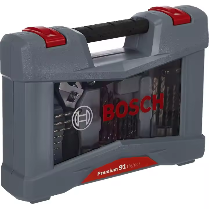 Bosch Professional Maletín con 91 unidades para taladrar y atornillar Premium X-Line Set (para madera, metal y hormigón, Accesorios taladro) - 1
