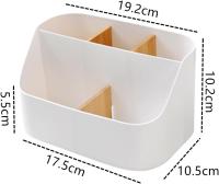 Organizador de escritorio, 5 compartimientos, Organizador de Oficina de Bambú, Caja de almacenamiento multifuncional, Organizador de escritorio, para smartphones, bolígrafos, Cosméticos, - details 3