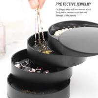 Organizador de joyas, joyero Pequeño, soporte para pendientes, Caja de almacenamiento de joyas, bandeja de almacenamiento de joyas giratorias de 4 Capas con tapa - details 2