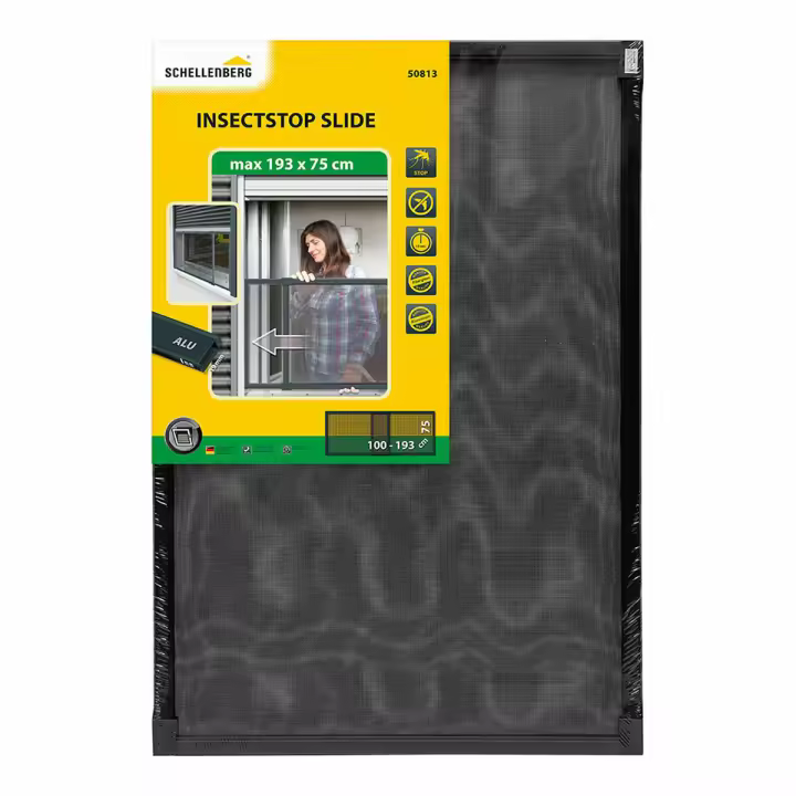 Mosquitera Schellenberg Antracita Aluminio Extensible Con marco Fibra de Vidrio 75 x 100 cm - 1