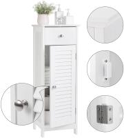 Armario blanco para baño de pie, rinconera con 1 cajón, 1 puerta de persiana, solución de almacenaje - details 6