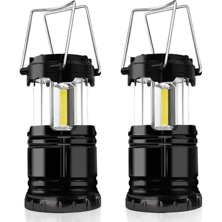 Luces de camping, 2 linternas LED portátiles in Pilas with Gancho plegable, Luces para Tienda de campaña, impermeable, para Exterior, para Emergencias, senderismo y acampada, color Negro - 1