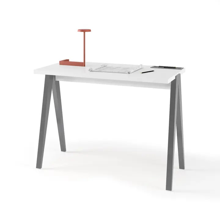 Escritorio de Herdasa modelo 629 de la colección COMPÁS, en melamina blanca y patas lacadas - 1