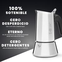 Bialetti Cafetera de Inducción y Clásica Italiana  - Venus color Plata en Acero Inoxidable 18/10,  distintos tamaños 2*, 4, 6, 10 Tacitas, Compatible con placas de inducción y hornillos de gas - Cafetera de Alta Calidad - details 2