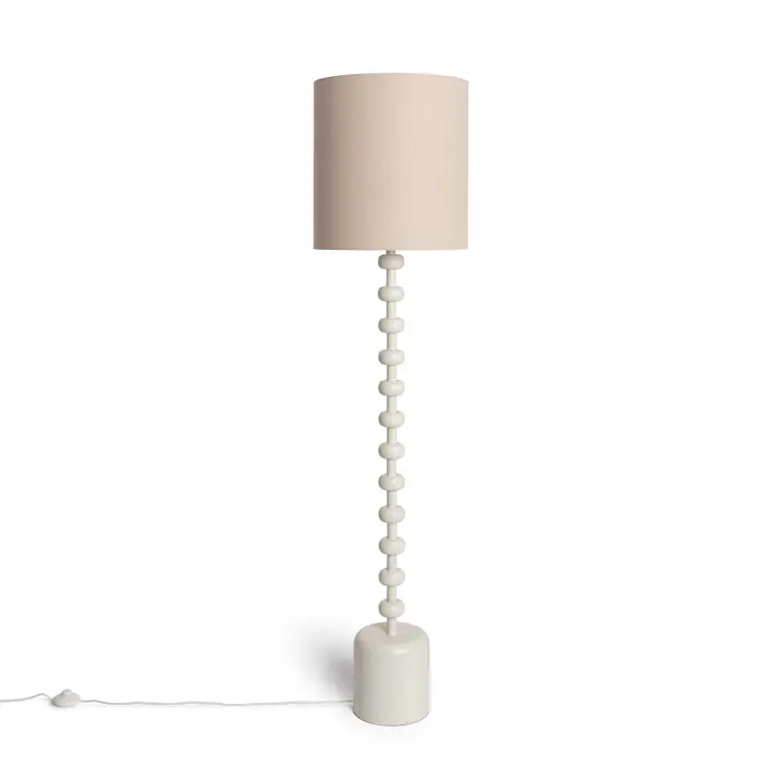 Ledkia Lámpara de Pie Metal y Lino Aimahar Blanco Gardenia - 1