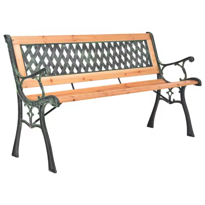 vidaXL Banco de jardín hierro fundido y madera maciza de abeto 116 cm - 1