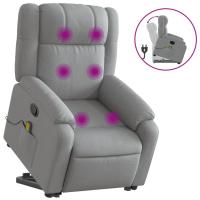 vidaXL Silla de masaje reclinable de pie de tela Gris claro, Gris oscuro, Negro Sillon Dormitorio Sillon Comodos Silla Relax Sillón Sofá - details 1