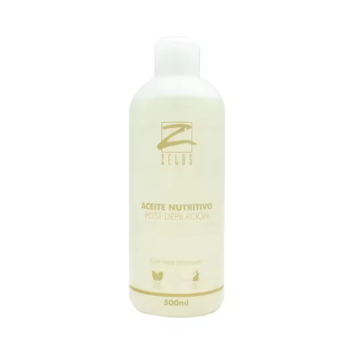 Zelos Aceite Nutritivo Post Depilación con Rosa Mosqueta - 500ml - Hidratante - Limpieza Restos de Cera - Efecto Calmante - 1