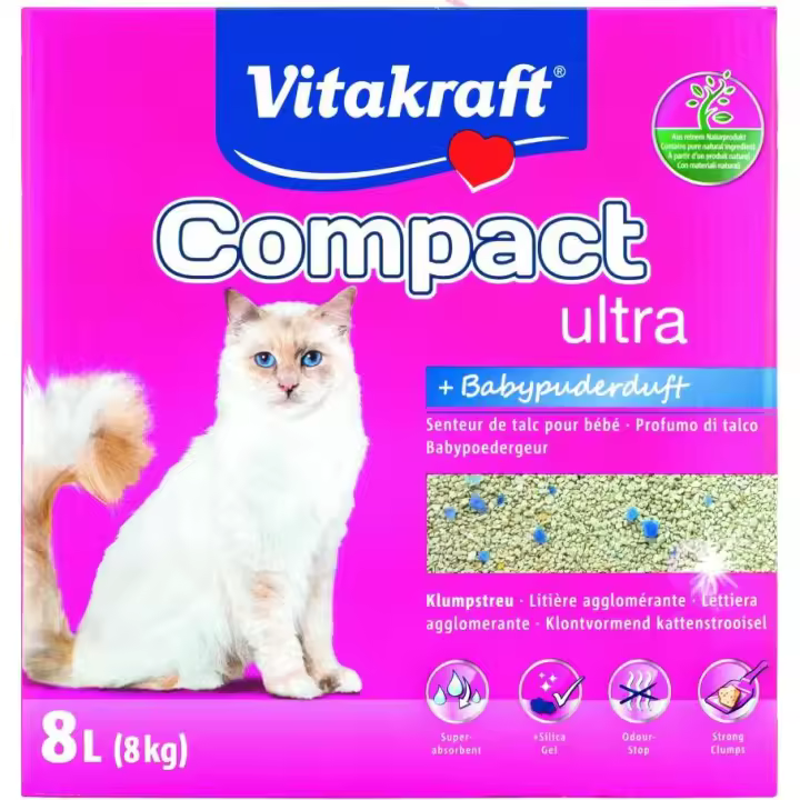 Vitakraft Arena aglomerante para gatos compact ultra plus con silice 8 kg - 1