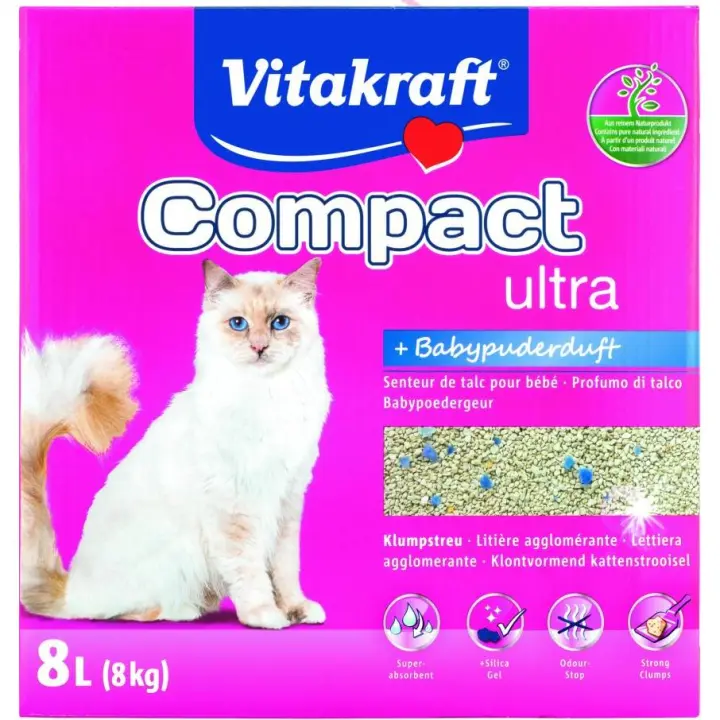 Vitakraft Arena aglomerante para gatos compact ultra plus con silice 8 kg - 1