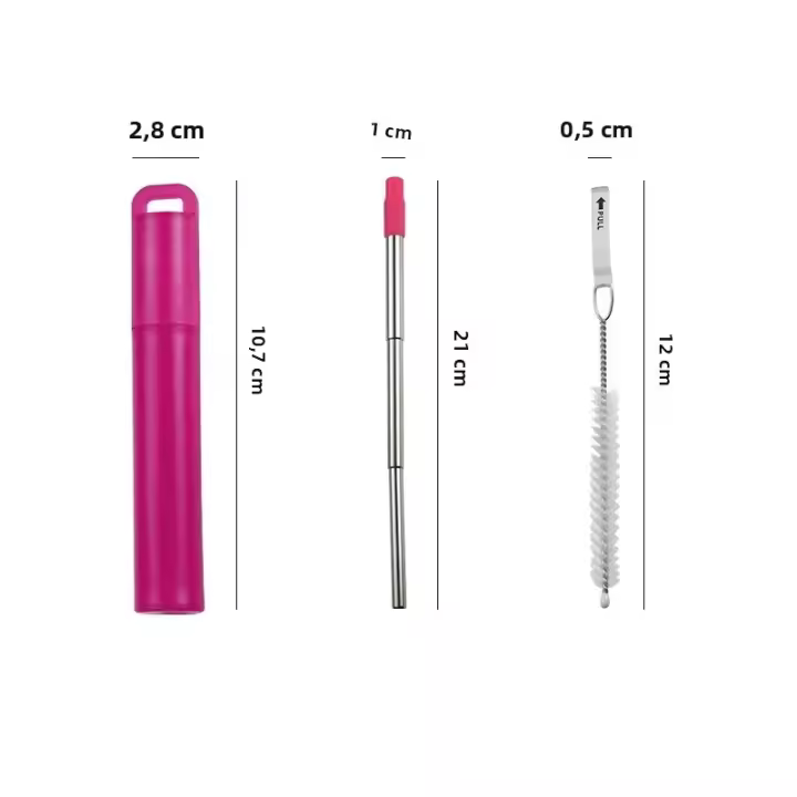 Tiras Telescópicas Reutilizables Portátiles De Acero Inoxidable Plegables Con Llavero Para Viajes Trabajo Y Salidas EDC - 1