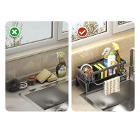 Organizador De Fregadero De Cocina Estante De Drenaje Auto Soporte Para Esponja Y Toalla De Tela Filtro De Cesta De Plástico ABS Grueso - details 4