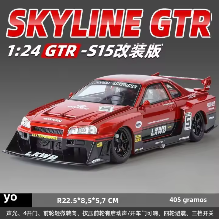 Modelo De Coche Nissan GTR R34 Skyline S15 Modificado a Escala 1:24 Con Sonido Y Luz Juguete Educativo Para Niños Regalo De Cumpleaños Coleccionable - 1