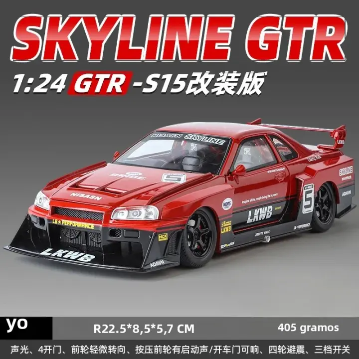 Modelo De Coche Nissan GTR R34 Skyline S15 Modificado a Escala 1:24 Con Sonido Y Luz Juguete Educativo Para Niños Regalo De Cumpleaños Coleccionable - 1