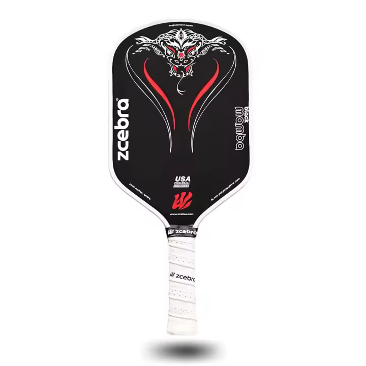 Pala de Pickleball Zcebra BLACK MAMBA. Carbono Puro T700 Termoformada y Superficie Frosted. Funda de Neopreno - 1