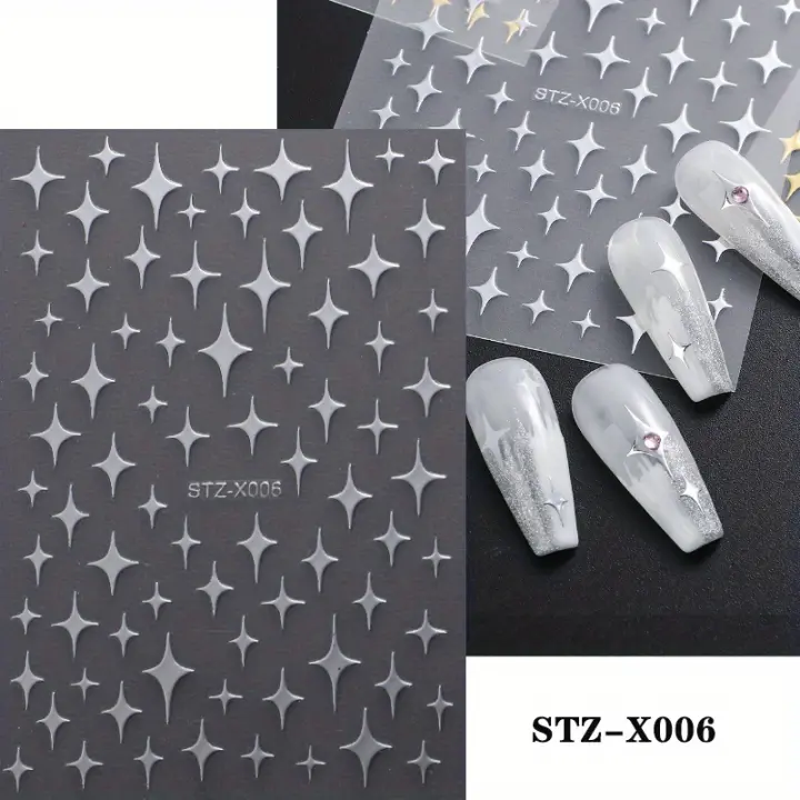 Pegatinas De Uñas 3D Metálicas Plateadas Y Doradas Estrella Disipada Adornos Para Manicura Arte De Uñas Decoración Y2K Tiras De Uñas Encanto - 1