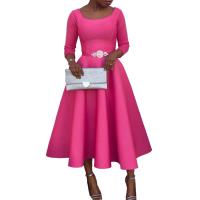 Vestido Elegante Para Mujer 2024 Moderno Cuello Redondo Tres Cuartos Ajustado a La Cadera A-Line Midi Fiesta Cumpleaños Cena Boda - details 43