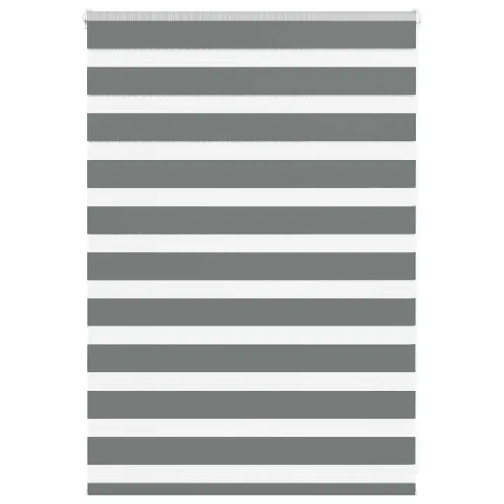 vidaXL Estor cebra gris oscuro tejido poliéster en dimensiones 105x100 cm/105x150 cm/105x230 cm y más | protección solar decorativa para ventanas hogar oficina dormitorio fácil de instalar - 1