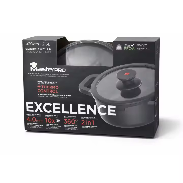 Cacerola de Aluminio Fundido con Tapa 2,3L MASTERPRO Excellence - 1