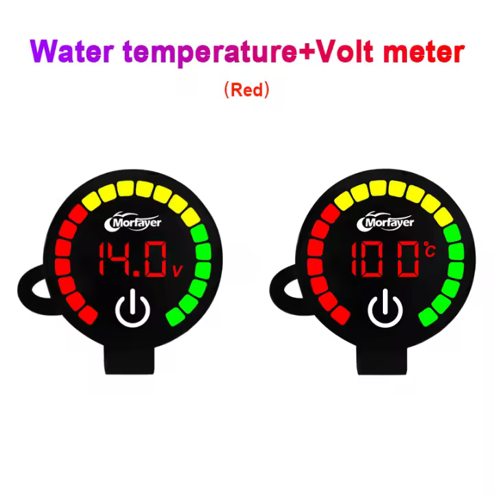 Medidor De Temperatura De Agua Para Motocicleta Mini Dual Display Con Alarma Inteligente Para XMAX250 300 NMAX CB 400 CB500X Medidor De Voltaje Material Plástico + LED - 1