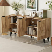 Aparador moderno con 4 Puertas | Estructura de Madera Sólida y Metal Resistant | Estantes Ajustables y Cajones Profundos | 160x35x78 cm | Ideal para Sala de Estar, restaurante y Cocina | Diseño Multifunctional y Fácil de Montar - details 2