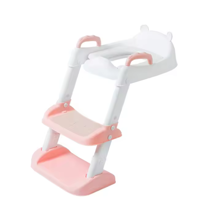 Adaptador WC Niños con Escalera,PU Cojín Acolchado, Ajustable y Plegable,Reductor WC Niños,Portatil Orinal Asiento Baño Inodoro con Escalera,Baño Antideslizante para el Vater para Niños - 1