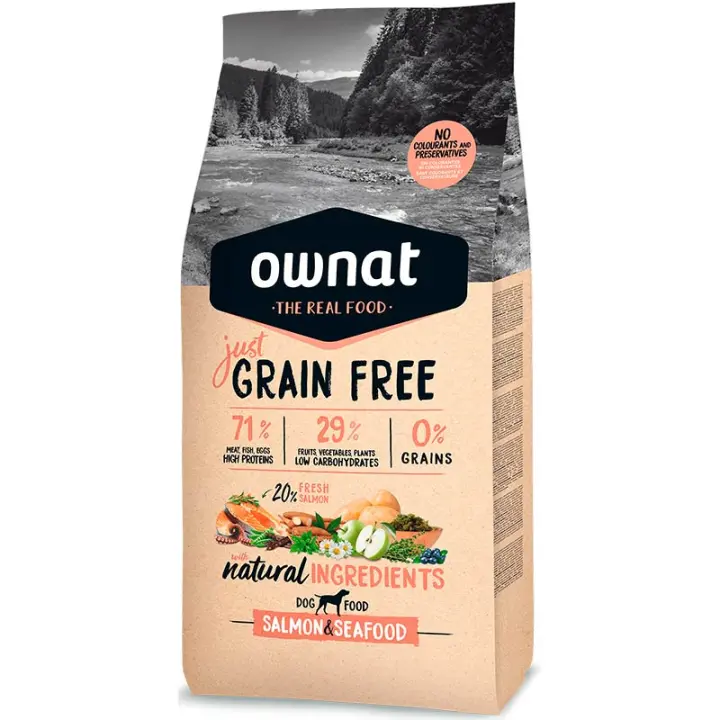 OWNAT JUST GRAIN FREE SALMÓN Y MARISCOS PIENSO PARA PERROS 3KG - 1