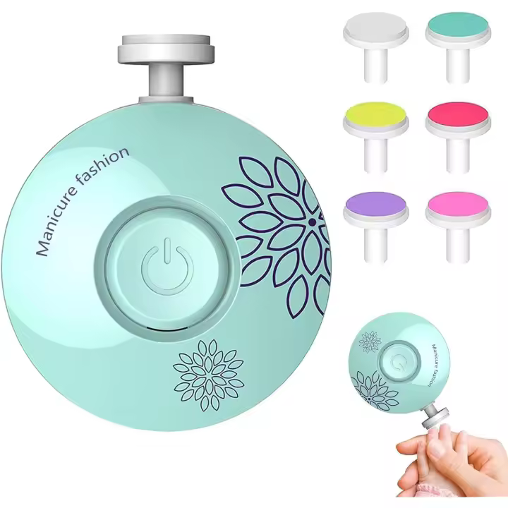 Lima de uñas Eléctrica para Bebés, 6 en 1 Kit de cortaúñas Seguro para bebés Con 6 De Pulido intercambiables, juego de manicura de Bajo Ruido para bebés recién nacidos T - 1
