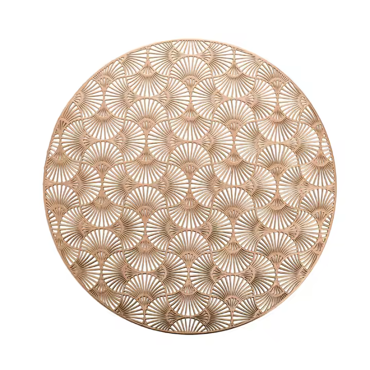 Mantelera De PVC Estilo Moderno Con Flor Dorada Cojín De Aislamiento Resistente Al Calor Para Hogar Navidad Decoración De Mesa Y Tazas - 1