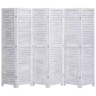 Biombo de 6 paneles madera natural Paulownia 240 x 170 cm - 1