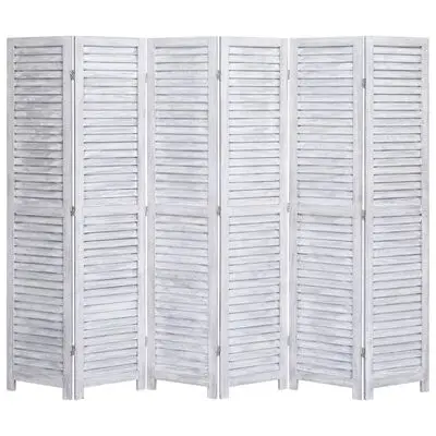 Biombo de 6 paneles madera natural Paulownia 240 x 170 cm - 1