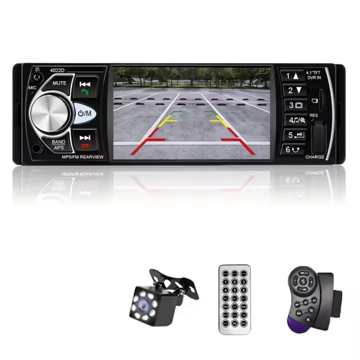 Reproductor Multimedia para Automóviles - 4.1" LED, Reproducción MP3/FLAC, Cámara de Reversa 8 Luces, Mandos Integrados en Volante - 1