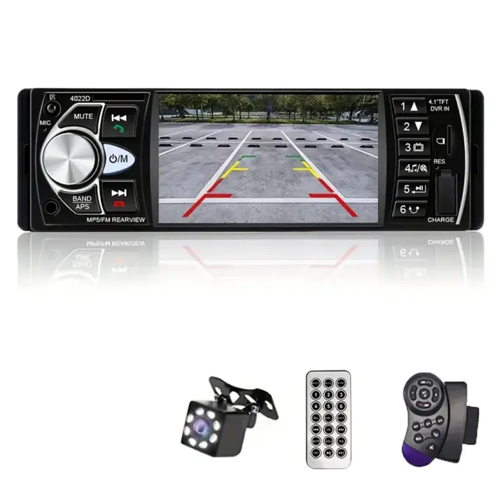 Reproductor Multimedia para Automóviles - 4.1" LED, Reproducción MP3/FLAC, Cámara de Reversa 8 Luces, Mandos Integrados en Volante - 1