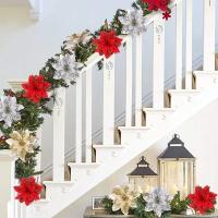 100pcs Flores De Navidad Con Brillo Árboles De Navidad Decoraciones De Flores Artificiales De 14 Cm Para El Hogar Año Nuevo 2024 - details 4