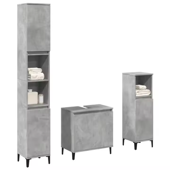 vidaXL Set muebles de baño 2 piezas madera contrachapada gris hormigón - 1