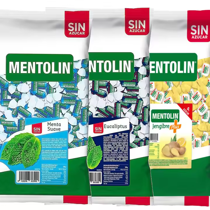MENTOLIN PACK 3 Kg caramelos sin azúcar garganta Menta Suave & Eucaliptus & Plus Jengibre - 1