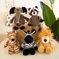 Muñeco De Peluche De 25cm Kawaii Con Animales Del Bosque León Tigre Elefante Mono Zorro Juguetes Para Dormir De Peluche Realistas Para Niños - details 5