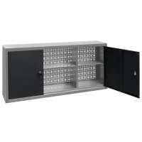 vidaXL Armario de herramientas de pared industrial metal gris y negro - details 3